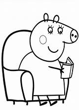 Peppa Pig Mummy Reading Coloring Book sketch template