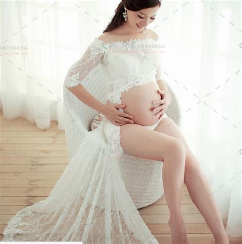 One Size White Women Pregnancy Photography Props Dresses