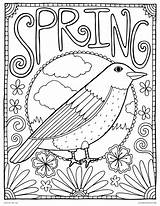Coloring Spring Pages Robin Printable Kids Adults Bird sketch template
