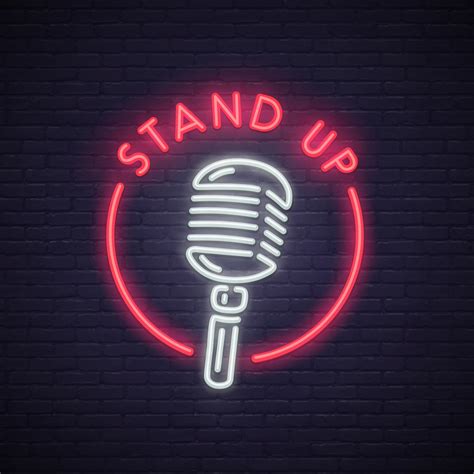 stand  comedy neon sign center stage theater naperville il