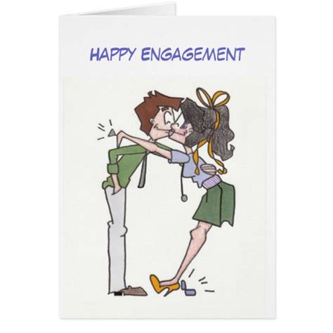 happy engagement cartoon card zazzle