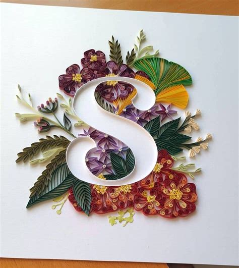 letter gift  paperstrips floral quilled letter  paper etsy