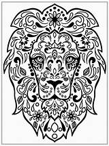 Coloring Adult Pages Paisley Printable Library Clipart Skull Lion Sugar sketch template