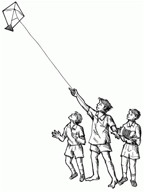 kite flying coloring pages coloring home