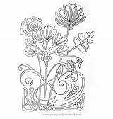 Nouveau Drawing Morris William Flowers Style Coloring Pages Embroidery Deco Flower Designs Patterns Book Pattern Simple Peonyandparakeet Plant Peony Would sketch template