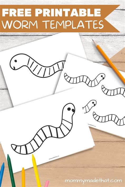 super cute  worm templates  outline printables