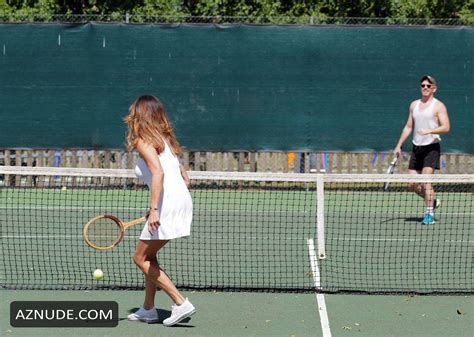 Lizzie Cundy Pictured Showcasing Her Tennis Skills As She Is Seen