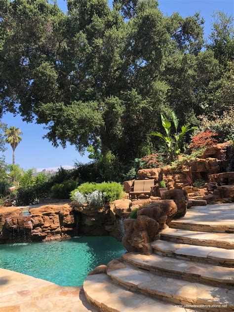 calabasas naturalistic swimming pool  waterfalls spa deck