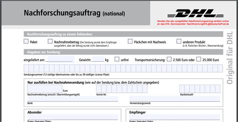 nachforschungsauftrag dhl