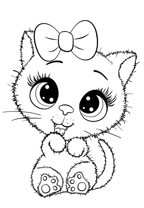 cutie kitten   bow coloring pages