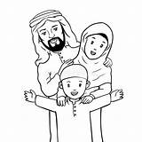 Family Muslim Happy Clipart Islamic Vector Illustration Coloring Hand Malay Clip Drawn Man Cartoon Illustrations Graphics Clipground Similar sketch template