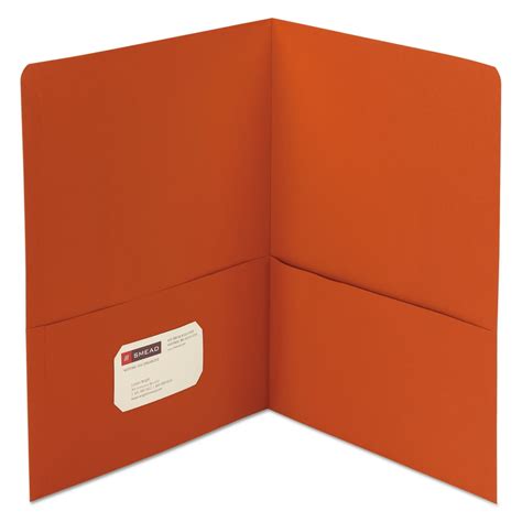 smead  pocket folder textured paper orange box smd