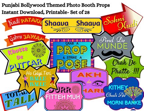 punjabi themed party props punjabi bollywood photo booth etsy uk