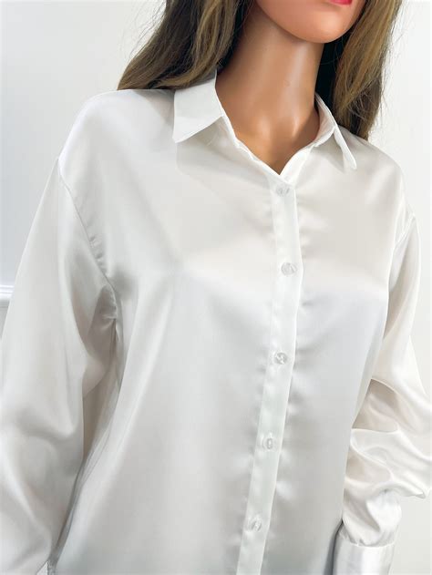 white satin soft shirts women fashion blouse long sleeve tops etsy