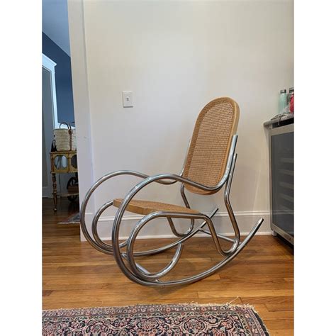Mid Century Scrolled Chrome And Cane Rocking Chair Chairish