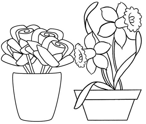 fresh flower pot coloring page