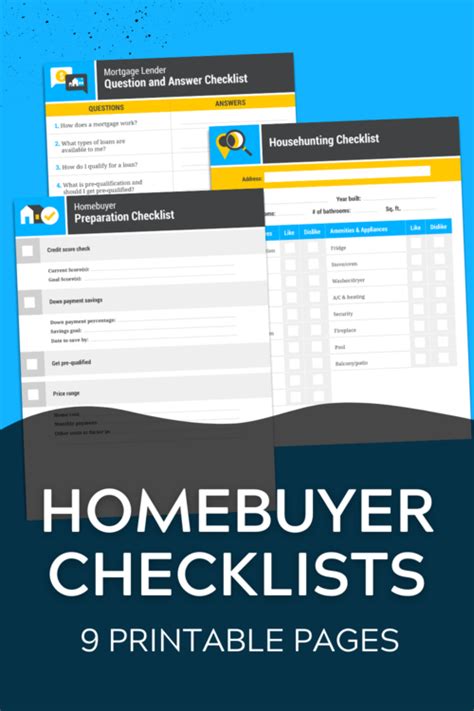 homebuyer checklists bundle  printable allfreepapercraftscom