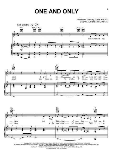 One And Only Piano Sheet Music Onlinepianist