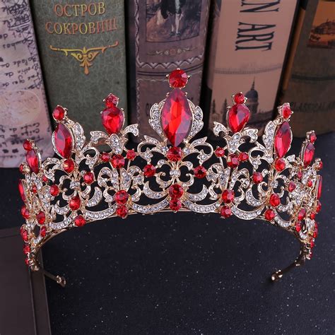 buy red queen crown rhinestone red tiara majestic crowns