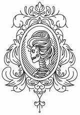 Embroidery Skull Cameo Sewing sketch template