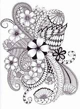 Doodle Zentangle Patterns Doodles Drawings Zen Coloring Flowers Pages Easy Tangle Zentangles Drawing Pen Adult Cache Draw Printable Visit Spring sketch template