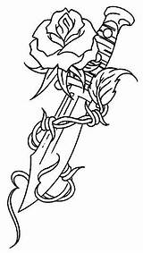 Dagger Tattoo Rose Drawing Tattoos Cool Drawings Knife Tatoos Coloring Pages Easy Pencil Heart Flower Adult Visit Liek Idea Choose sketch template