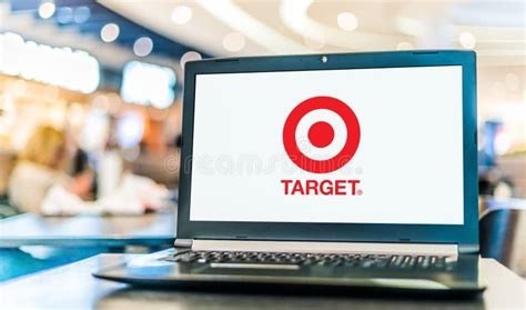 laptop computer displaying logo  target corporation editorial stock photo image  notebook