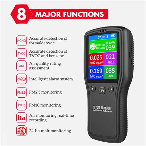 portable air quality monitor pm pm formaldehyde detector hcho tvoc tester lcd air quality