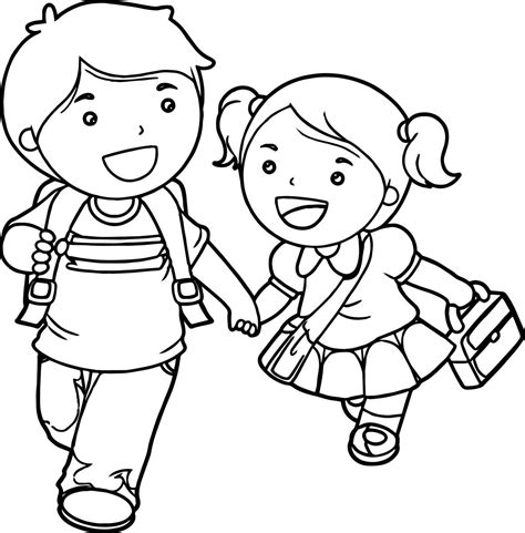 boy  girl coloring pages boy  girl lets  school coloring page