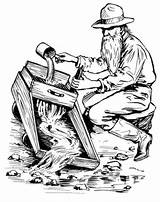 Panning Mining Adults Rush Woodworking Miners Dessin Clipground sketch template