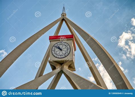 dubai uae december   city clock tower roundabout   editorial stock image image