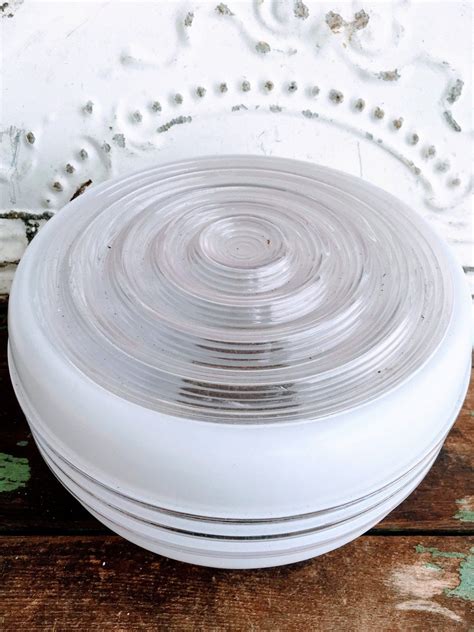 vintage retro glass ceiling light shade white ribbed    glass ceiling lights