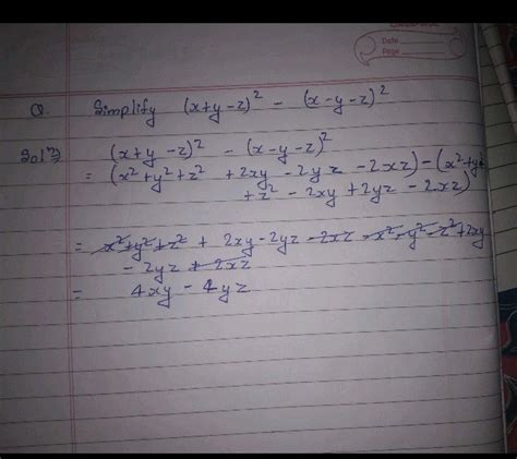 Simplify X Y Z 2 X Y Z 2 Maths Polynomials