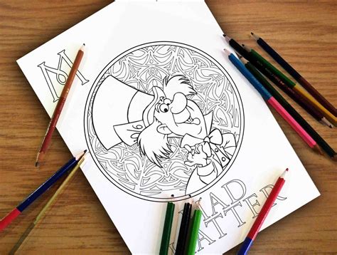 coloring pages disney coloring pages mad hatter gift  etsy