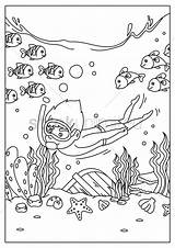 Underwater Drawing Snorkeling Diving Seaweed Getdrawings sketch template
