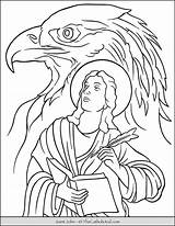 John Coloring Eagle Saint Gospel Bible Thecatholickid Pages Catholic Kid Depicted sketch template