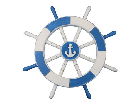 buy light blue  white decorative ship wheel  anchor