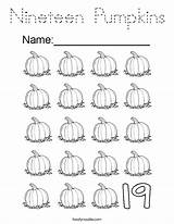 Coloring Nineteen Pumpkins 19 Number Pages Color Twistynoodle Noodle Built California Usa Count sketch template