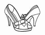 Coloring Shoes Bow Makeup Colorear Dibujo Fashion sketch template