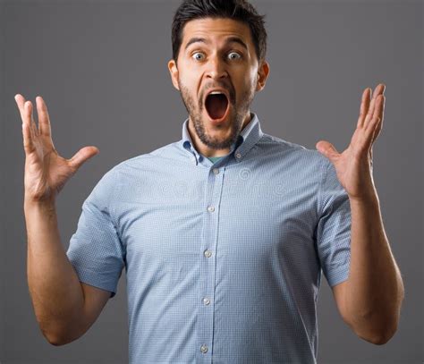 shocked brunet guy stock image image  confident face