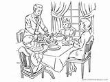 Dinner Coloring Family Pages Table Dining Eating Drawing Thanksgiving Color Getdrawings Getcolorings Printable sketch template