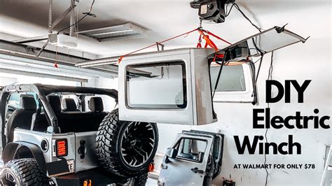 diy jeep wrangler hardtop hoist  walmart electric winch youtube