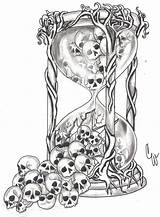 Tattoo Hourglass Skulls Sanduhr sketch template