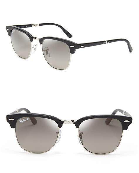ray ban polarized folding clubmaster sunglasses in black matte black