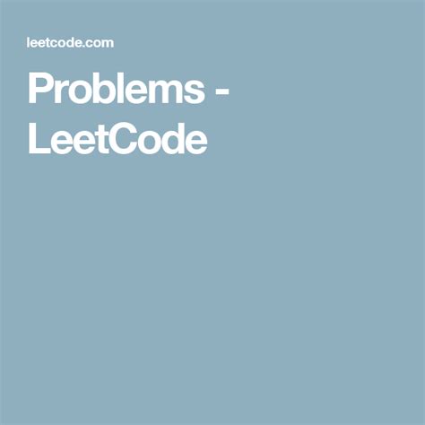 problems leetcode problem algorithm knowledge