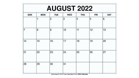 printable august  calendars wiki calendar  printable