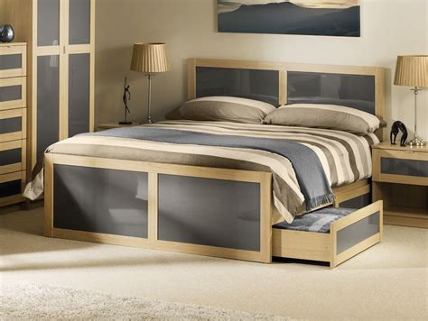 happy beds strada classic bed frame light oak  grey