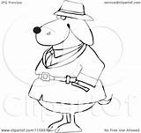 Trench Outlined Investigator Coat Dog Illustration Royalty Clipart Djart Vector Cox Dennis Background sketch template