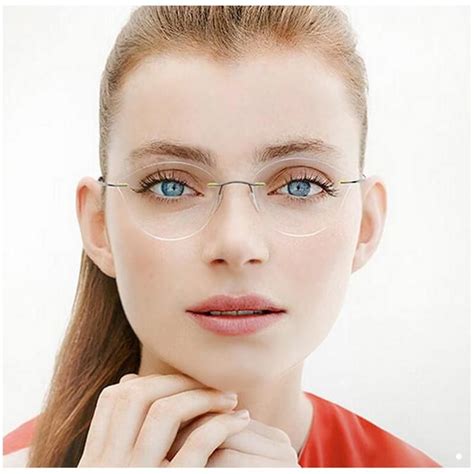rimless glasses frame women titanium ultralight eyeglasses prescription
