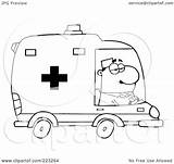 Ambulance Coloring Driver Clipart Outline Male Illustration Royalty Toon Hit Rf sketch template